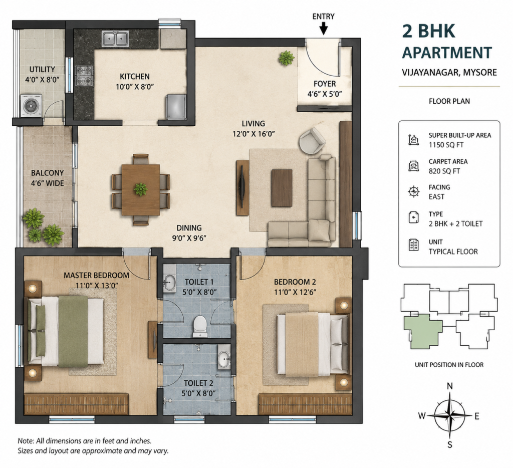 Vijayanagara 3 BHK — Vijayanagara — floor plan
